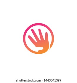 Hand care logo, adoption, network  symbols template icon