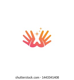 Hand care logo, adoption, network  symbols template icon
