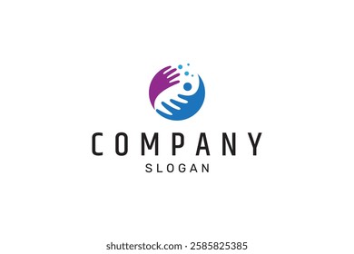 hand care logo with bubbles in flat design style