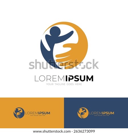 Hand care logo and children design vector, unity logos
