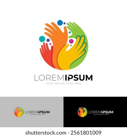Hand care logo with circle design social, colorful style, charity