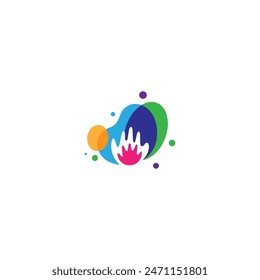 Handpflege-Logo mit bunter Bläscheneffekt im flachen Design