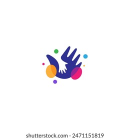 hand care logo with colorful bubble ornament in flat design style