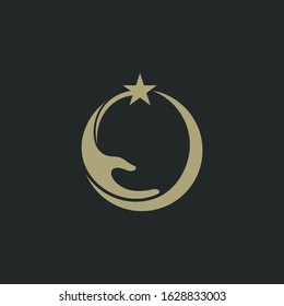 Hand Care Logo Design with Moon Star Shape