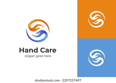 hand care logo design people helpful and healthy care vector icon design, graphic element