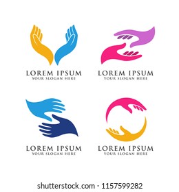 hand care logo design template. hand vector icon symbol