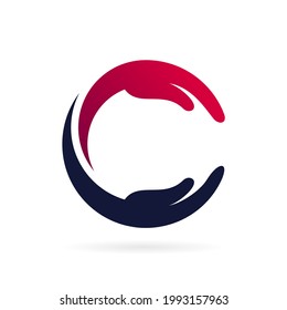 Hand Care Logo Forming Letter C Symbol