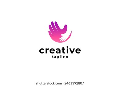 hand care logo with modern color gradient template vector design style