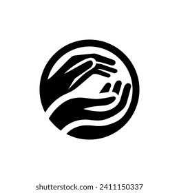 Logotipo de cuidado manual Diseño plano simple sobre fondo blanco