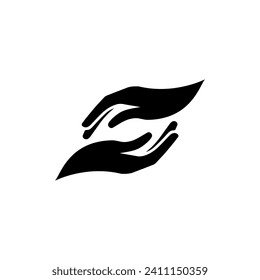 Logotipo de cuidado manual Diseño plano simple sobre fondo blanco