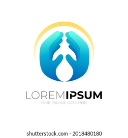 Hand care logo and social design vector, simple logos