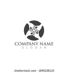 Logotipo de cuidado manual y vector de símbolo