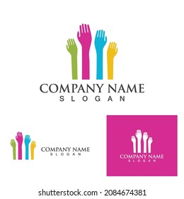 Logotipo de cuidado manual y vector de símbolo