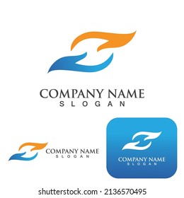 Hand care logo and symbol vector template