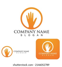 Logo de cuidado manual y plantilla de vector de símbolo