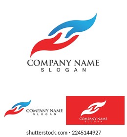 Logo de cuidado manual y plantilla de vector de símbolo