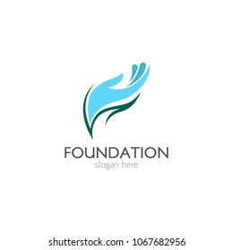 Hand care logo template icon design. Foundation vector illustration business