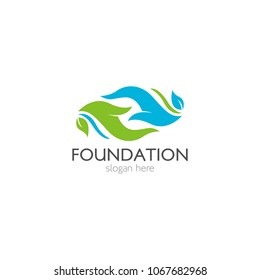 Hand care logo template icon design. Foundation vector illustration business