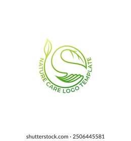Hand care logo template, line style design nature, green color