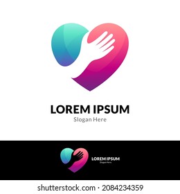hand care logo template, love or heart vector icon