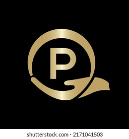 Hand Care Logo Template On Letter P. Creative letter P Logo Design Vector Template.