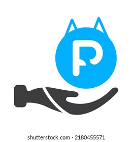 Vorlage für HandCare-Logo auf Buchstabe P. Design-Vektorvorlage für Creative Letter P-Logos.