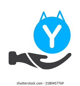 Hand Care Logo Template On Letter Y. Creative letter Y Logo Design Vector Template.