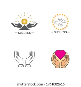 Icono vectorial de la plantilla de logotipo de atención manual Empresa, estilo moderno