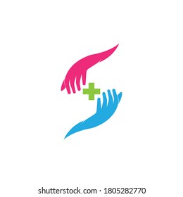 
Icono del vector de la plantilla de logotipo de atención manual