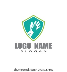 Icono del vector de la plantilla de logotipo de atención manual