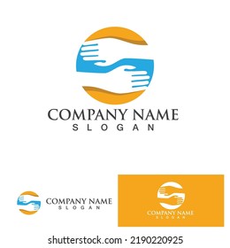 hand care logo template  vector icon business