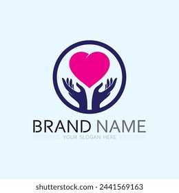 hand care logo template  vector icon business