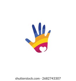 Modelo de logotipo de cuidado da mão ícone de vetor design plano