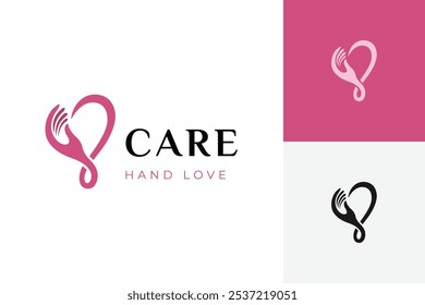 hand care love logo icon design with giving and donation graphic design concept for health care, charity vector logo illustration