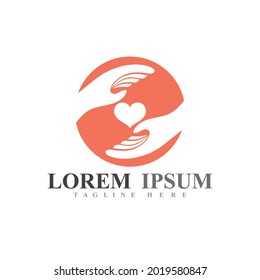 Hand care love logo and symbol vector