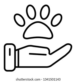 Hand care pet icon. Outline hand care pet vector icon for web design isolated on white background