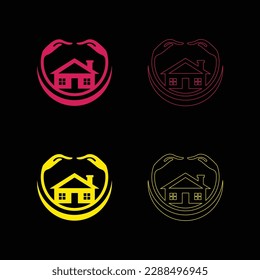 Hand care real state colorful vector logo 