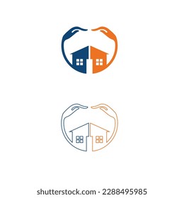 Diseño de plantillas de logotipo de vectores de estado real de cuidado manual 