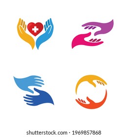Hand Care Set Vector Logo Design Template.