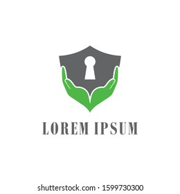 Hand Care with shield Logo Template vector icon Business - Vector