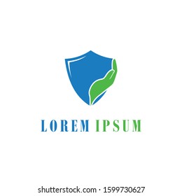 Hand Care with shield Logo Template vector icon Business - Vector