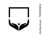 hand of care vector logo. shield icon.
