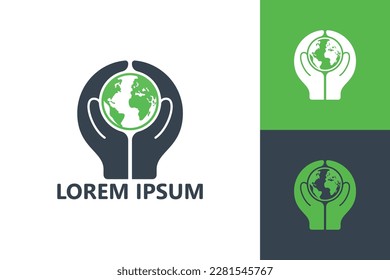 Cuidado de la mano vector de diseño de plantillas de logotipo mundial