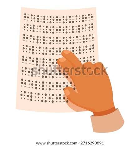 Hand carefully touching braille dots on paper, experiencing tactile reading
