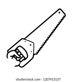 hand with carpentry saw tool