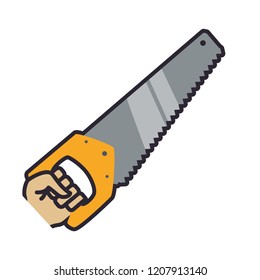 hand with carpentry saw tool