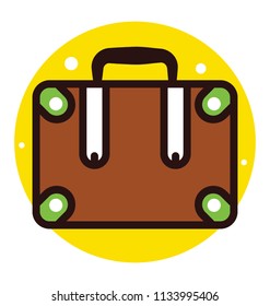 A hand carry bag with small handle and straps side by side to carry luggage depicting suitcase 