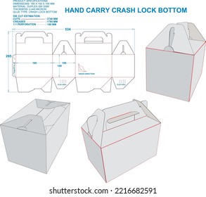 Hand Carry Box. Material: Duplex-350 gsm. Dimensions: 160 X 100 X 100 MM (Eps file scale 1:1). 2D: Real illustrations. 3D Box: Illustration only. Equipped die cut estimates prepared for production.