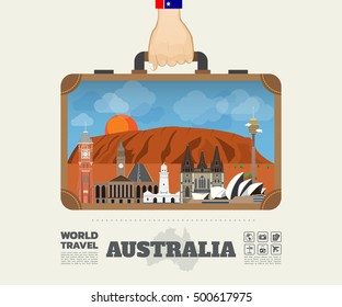 Hand carrying Australia Landmark Global Travel And Journey Infographic Bag. Vector Design Template.vector/illustration