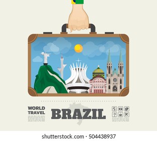 Hand carrying brazil Landmark Global Travel And Journey Infographic Bag. Vector Design Template.vector/illustration